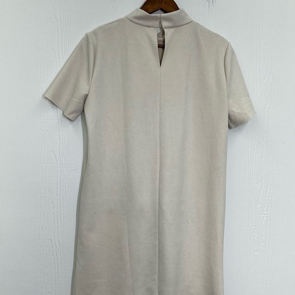 Zara - Ivory Cream Mock Neck Short Sleeve 2 Faux Pocket Mini Dress Size Medium - Picture 11 of 11